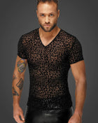 Leopard Flock T-Shirt H071 von Noir Handmade Alpha Collection - S / schwarz - Herren-Shirt