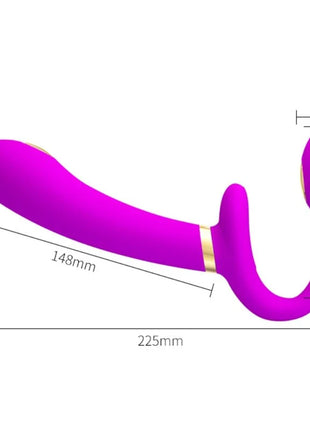 Lila Liebesblitz: Intimer Strap-on mit Vibro & E-Stim - Strapon-Dildo