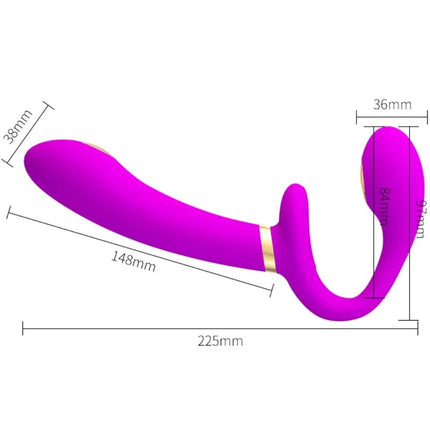 Lila Liebesblitz: Intimer Strap-on mit Vibro & E-Stim - Strapon-Dildo