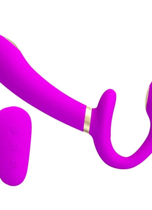 Lila Liebesblitz: Intimer Strap-on mit Vibro & E-Stim - Strapon-Dildo