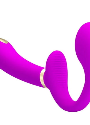 Lila Liebesblitz: Intimer Strap-on mit Vibro & E-Stim - Strapon-Dildo