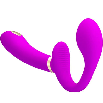 Lila Liebesblitz: Intimer Strap-on mit Vibro & E-Stim - Strapon-Dildo