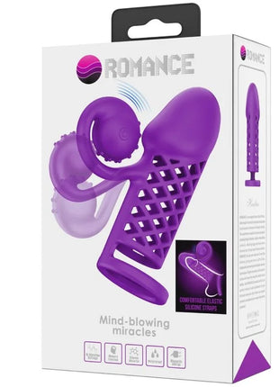 Lila Romantik: Verlängerung mit Spiralkopf-Vibrationen - Penishüllen mit Verlängerung