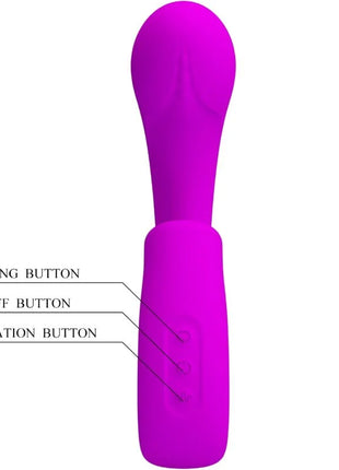 Vibrierender silikonvibrator lila sibel in violett mit drei steuerknöpfen für duale stimulation und höchste freude
