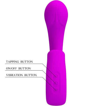 Vibrierender silikonvibrator lila sibel in violett mit drei steuerknöpfen für duale stimulation und höchste freude