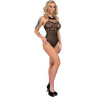 Schwarzer mesh bodysuit von livco corsetti fashion mit neckholder und cut-out details eine größe