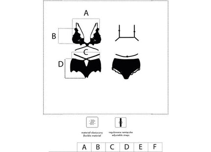 Schwarzes spitzen-dessous-set von livco corsetti fashion mit verstellbarem bh und passenden höschen
