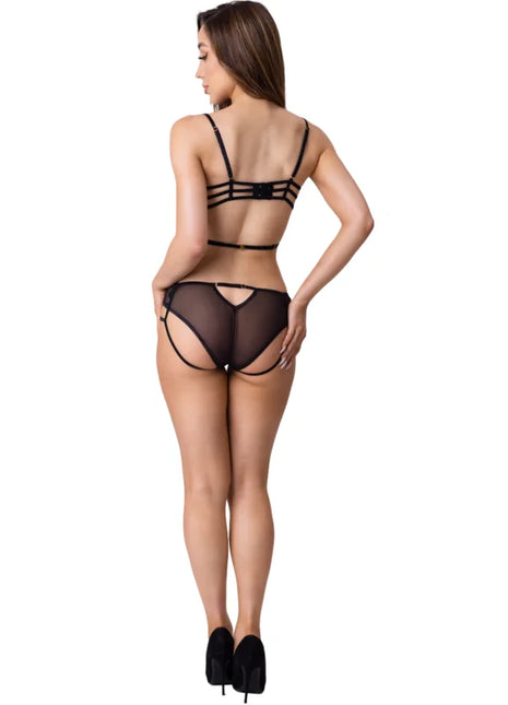 Schwarzes transparentes spitzen-lingerie-set livco corsetti fashion eliana lc 90688 mit rückenfreiem design und detaillierten trägern