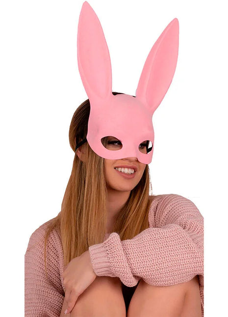 Livco corsetti fashion kohu rabbit pink maske mit langen, aufrechten ohren und augenausschnitten eine größe