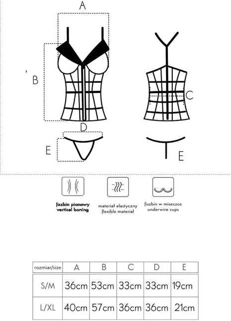 Schwarzer livco corsetti fashion laura lc 20215 korsett mit vertikaler steppung, flexiblem material und bügelschnitt