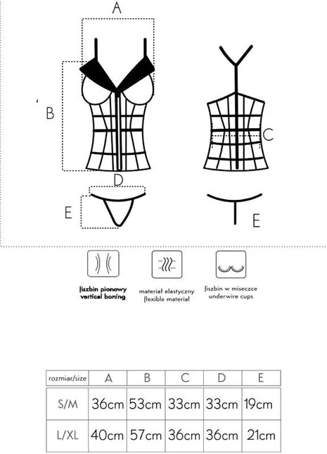 Schwarzer livco corsetti fashion laura lc 20215 korsett mit vertikaler steppung, flexiblem material und bügelschnitt