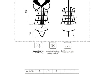 Schwarzer livco corsetti fashion laura lc 20215 korsett mit vertikaler steppung, flexiblem material und bügelschnitt