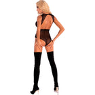 Schwarzer transparenter mesh-body mit rückenfreiem design und hoher taille von livco corsetti fashion
