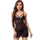 Schwarzer transparenter spitzen-nachtkleid mit filigranen trägern und figurbetontem schnitt von livco corsetti fashion