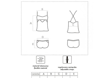 Miraaze scallop collection lingerie set mit flexiblem material, verstellbaren trägern und passenden shorts in schwarz