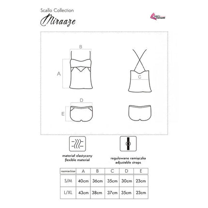 Miraaze scallop collection lingerie set mit flexiblem material, verstellbaren trägern und passenden shorts in schwarz