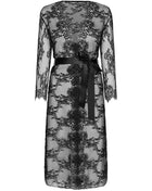 Schwarzes livco corsetti fashion mostina kleid mit schwarzer spitze und transparentem, fließendem stoff und langen ärmeln