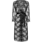 Schwarzes livco corsetti fashion mostina kleid mit schwarzer spitze und transparentem, fließendem stoff und langen ärmeln