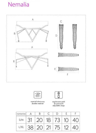 Nemalia set schwarzer triangularer spitzen-bh mit verstellbaren trägern und passende netzstrümpfe von livco corsetti fashion