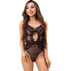 Schwarzer livco corsetti fashion paula lc 20209 body mit spitzenverzierungen und mesh-einsätzen in s/m