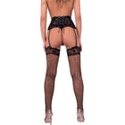 Schwarzer spitzen hoher taillengürtel mit fishnet strümpfen von livco corsetti fashion in groß l xl