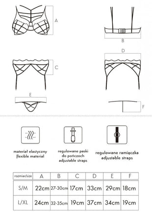 Black line drawing of livco corsetti fashion soledad lc 20217 black lingerie set with adjustable straps and flexible material