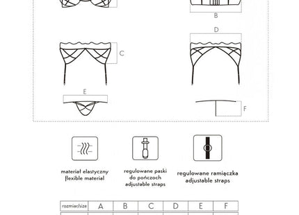 Black line drawing of livco corsetti fashion soledad lc 20217 black lingerie set with adjustable straps and flexible material