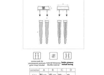 Jelly strumpfgürtel mit fishnet straps und vertikaler bonung aus flexiblem elastischem material in schwarz