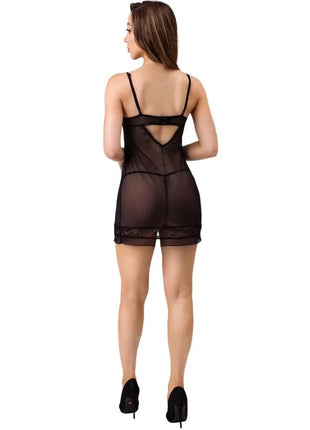 Schwarzer transparenter spitzenbody mit dünnen trägern und rückenausschnitt von livco corsetti fashion