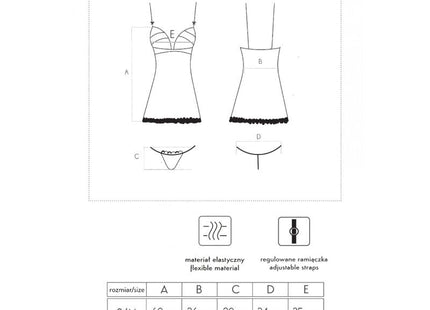 Zerunam verstellbares schwarzes Babydoll-Set mit flexiblen material und gewelltem saum von livco corsetti fashion