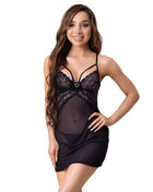Livo corsetti fashion zoe lc 20202 schwarzes babydoll mit herzförmiger verzierung und transparenten mesh-einsätzen