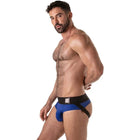 Blue and black locker gear jockbrief mit breitem bund in s mit unterstützendem konturiertem design