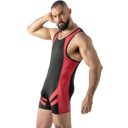 Locker gear offener zugang einteiliges shirt rot mit mesh panels im oberen rückenbereich sichtbar