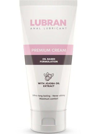 Lubran anal lubricant premium cream in weißer tube mit rosa und dunkelgrauen akzenten mit jojobaöl 50 ml