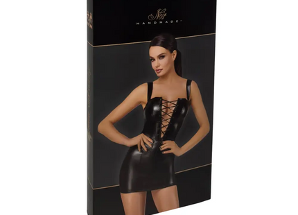 Luxe Schnür-Wetlookkleid: Eleganz & Passform - Minikleid