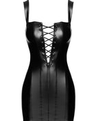 Luxe Schnür-Wetlookkleid: Eleganz & Passform - XS / schwarz - Minikleid