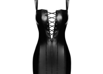 Luxe Schnür-Wetlookkleid: Eleganz & Passform - XS / schwarz - Minikleid