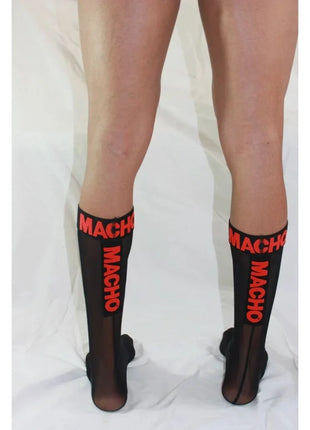 MACHO - DÜNNE SOCKEN EINHEITSGRÖSSE SCHWARZ/ROT