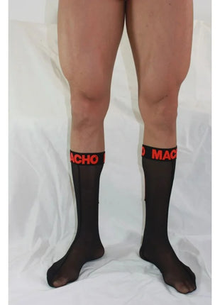 MACHO - DÜNNE SOCKEN EINHEITSGRÖSSE SCHWARZ/ROT
