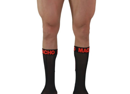 MACHO - DÜNNE SOCKEN EINHEITSGRÖSSE SCHWARZ/ROT