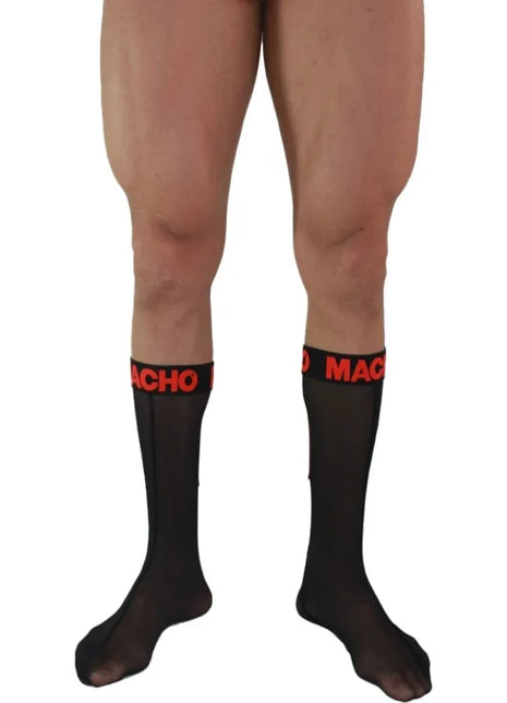 MACHO - DÜNNE SOCKEN EINHEITSGRÖSSE SCHWARZ/ROT