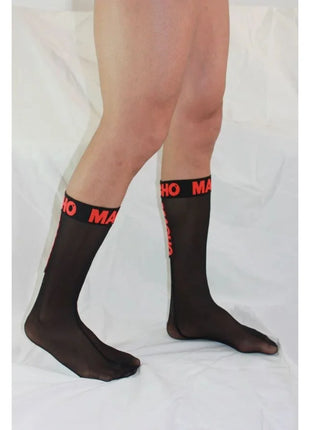 MACHO - DÜNNE SOCKEN EINHEITSGRÖSSE SCHWARZ/ROT
