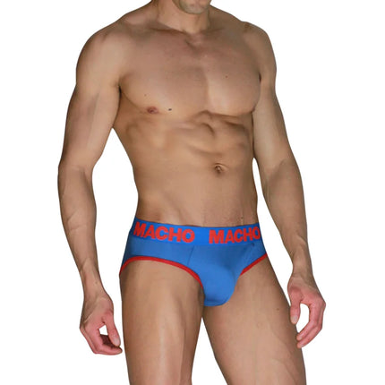 Macho mch005 classic slip in blau und rot mit hochwertigem material schmiegt sich an dank anpassungsfähigem lycra-gewebe