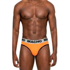 Hochwertige orange herrenslip macho mch012 mit grauem bund aus anpassungsfähigem lycra-gewebe für hohen tragekomfort