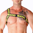 Macho elastische römische gelbe strap harness mit bold lettering und einzigartiges design für s m Größe
