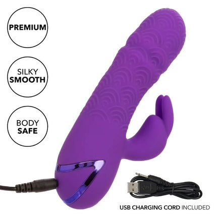 Lila silikon vibrator in hasenform mit glänzendem metallic-akzent am fuß manhattan beach marvel