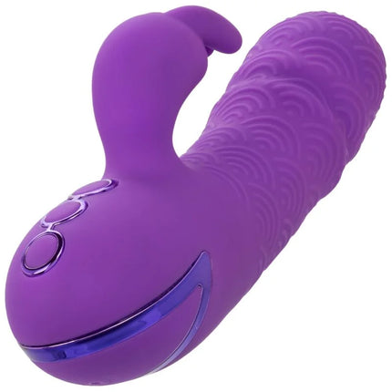 Manhattan beach marvel lila silikon vibrator in hasenform mit strukturierten rippen und metallischem akzentumfang