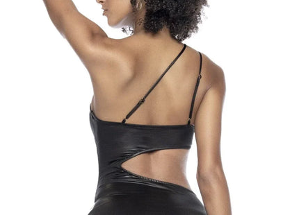 Mapale – Schwarzes Minikleid aus Wetlook-Stoff (MAL4587BLK) - Sexy Kleider