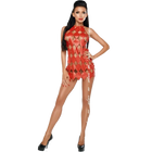 Rotes highneck minikleid aus glänzendem lederimitat mit auffälligem diamantmuster cutout auf dem rücken s/m