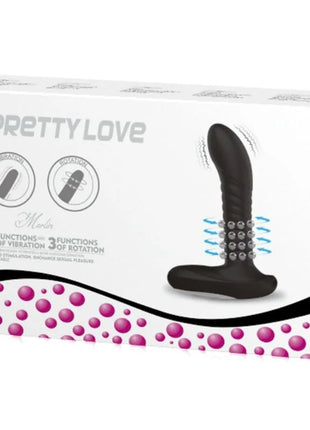 Schwarzer silikon analplug mit silbernen perlen und strukturierter oberfläche von pretty love by marla merlin analysrotation